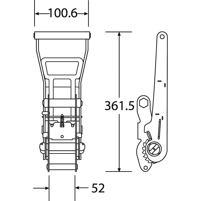 50mm long ratchet strap handle dimensions